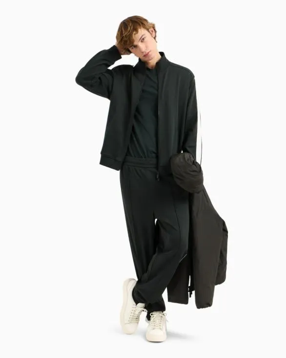 Regular Fit Trousers With Contrasting Band Green Men Armani Matching Sets Regular Fit Trousers With Contrasting Band Green Men Armani Matching Sets