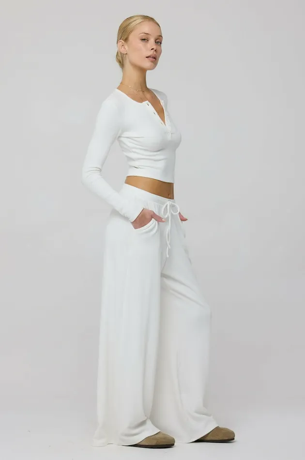 RESA Henley Rib In White Women Tops