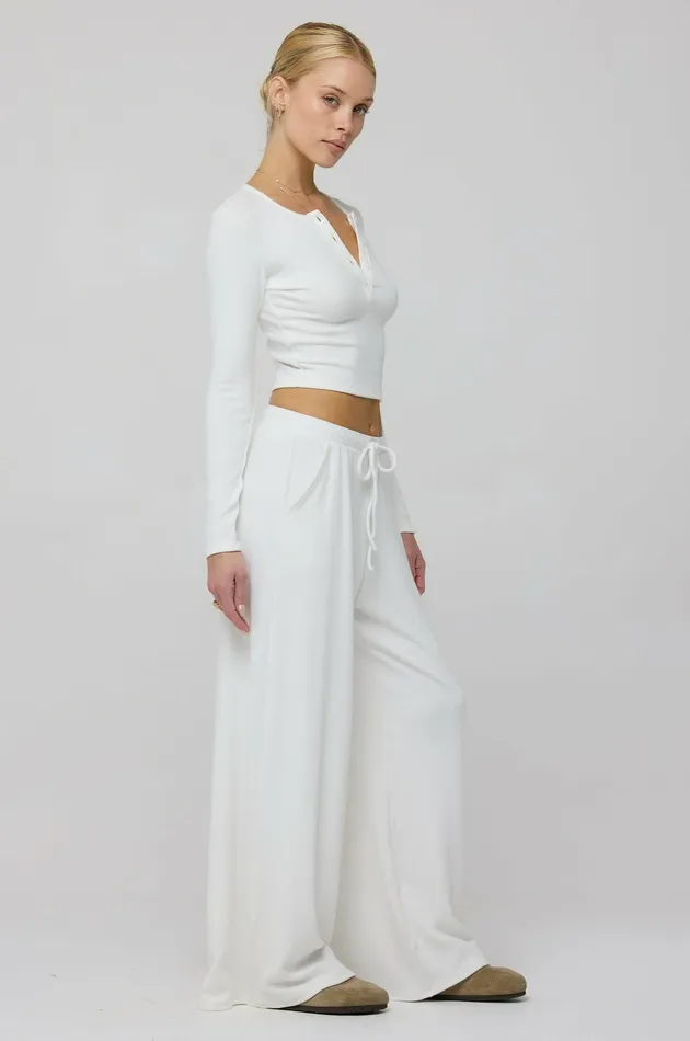 RESA Henley Rib In White Women Tops