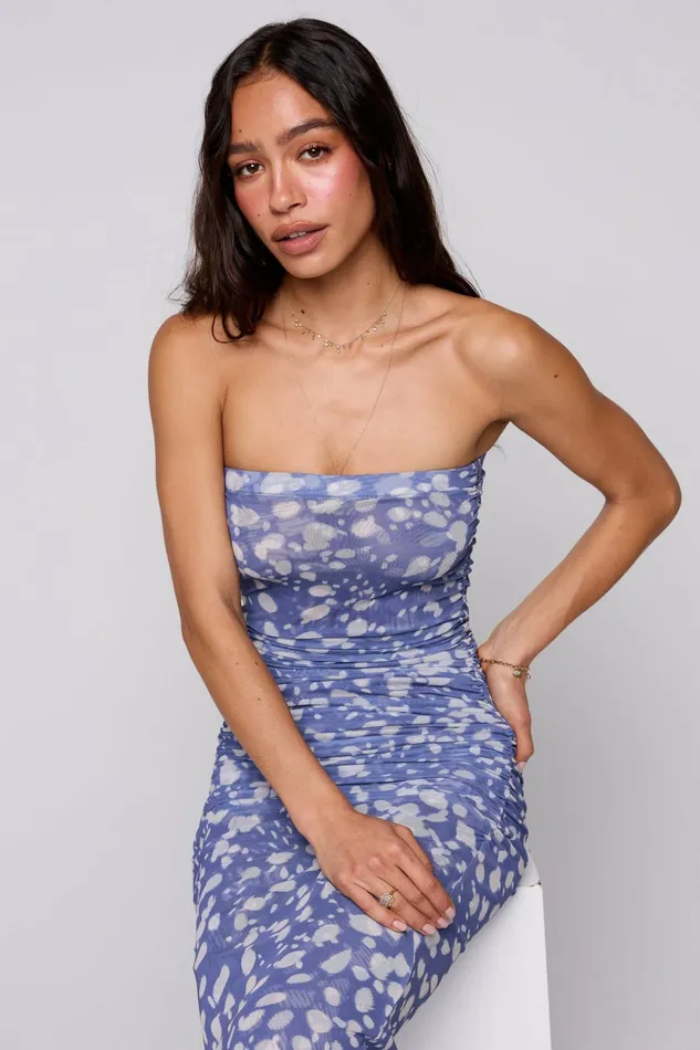 RESA Kristina Mesh Midi In Cove Women Midi Dress