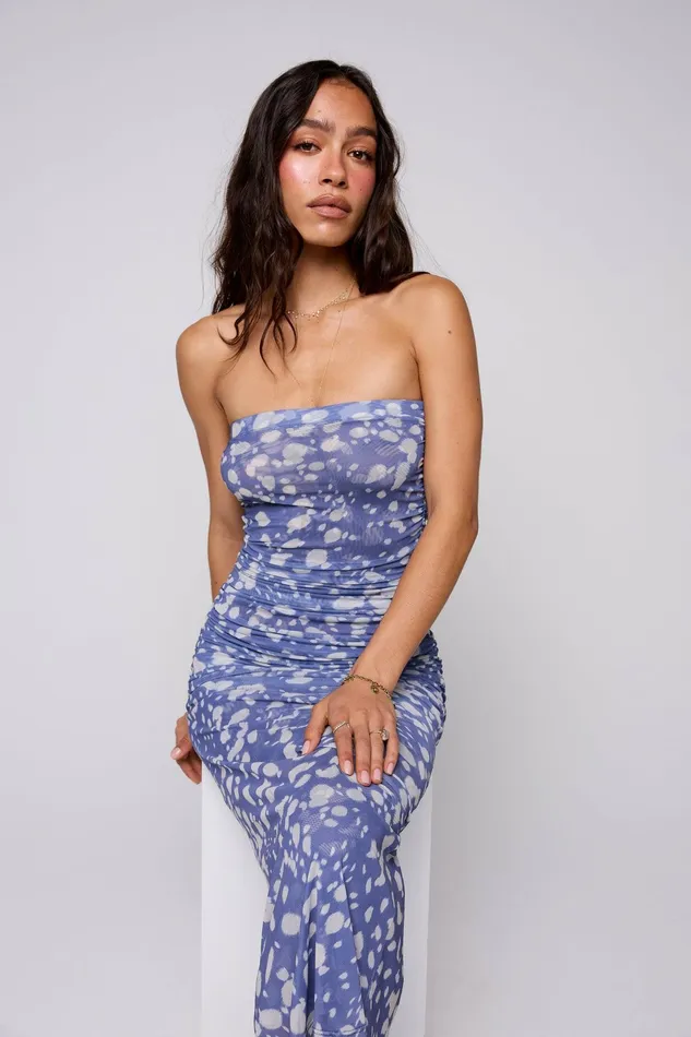 RESA Kristina Mesh Midi In Cove Women Midi Dress