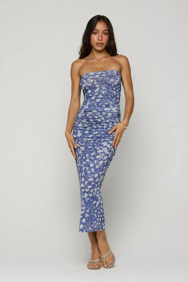 RESA Kristina Mesh Midi In Cove Women Midi Dress