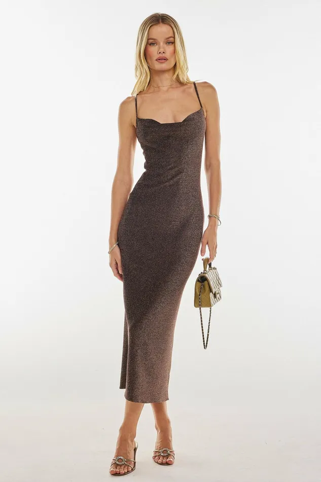RESA Serena Dress In Bronze Women Midi Dress