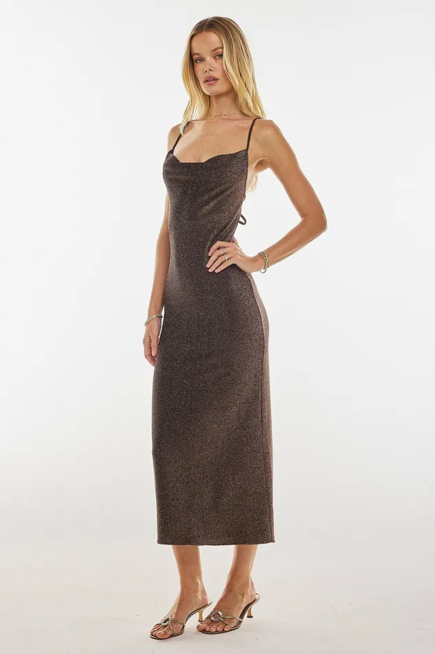 RESA Serena Dress In Bronze Women Midi Dress