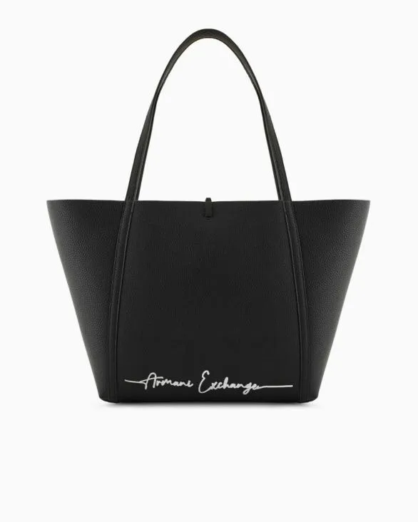 Reversible Shopper With Logo And Clutch Black Women Armani Shoppers