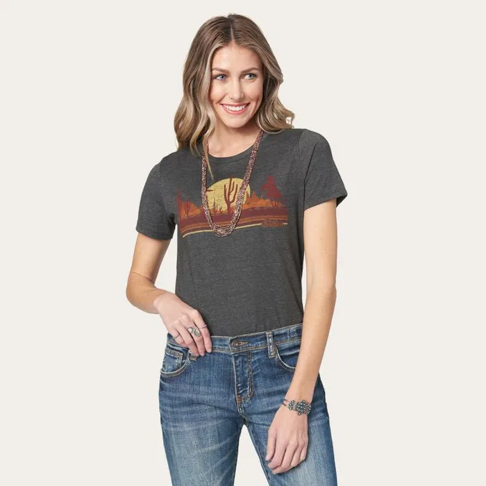 Riding Into The Sunset Graphic Tee Grey Women Stetson Tees