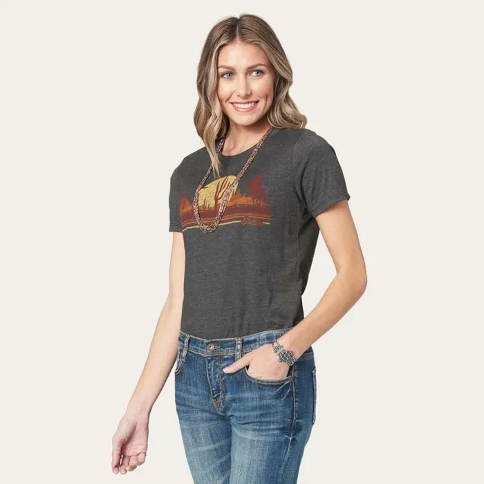 Riding Into The Sunset Graphic Tee Grey Women Stetson Tees