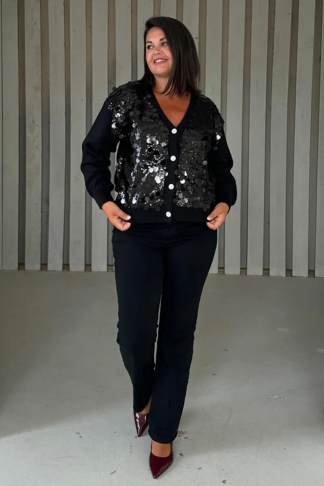 Rita Black And Silver Sequin Knit Cardigan Women Girl In Mind Knitwear Rita Black And Silver Sequin Knit Cardigan Women Girl In Mind Knitwear