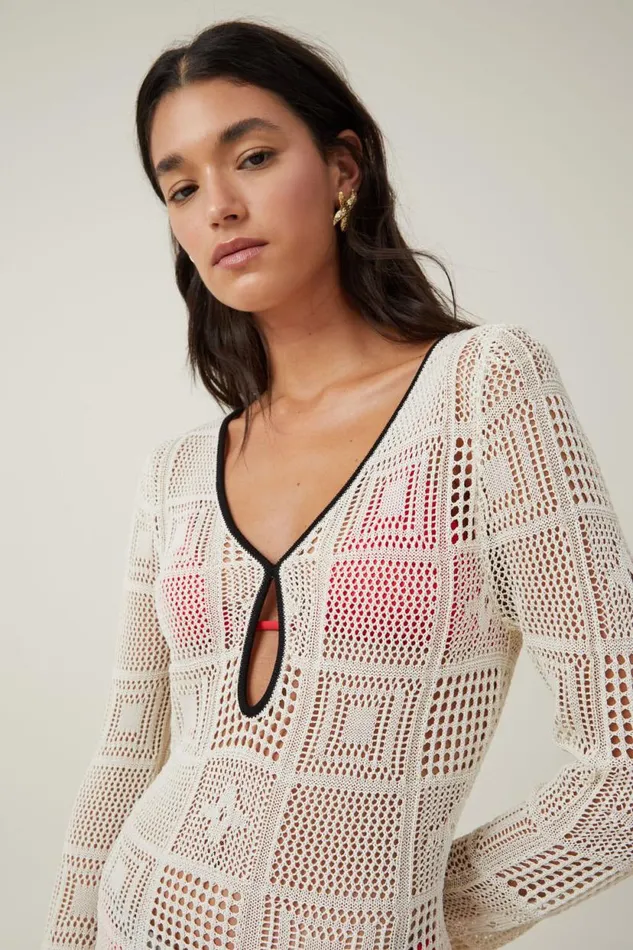 Riviera Crochet Dress Ecru Women Cotton On Dresses