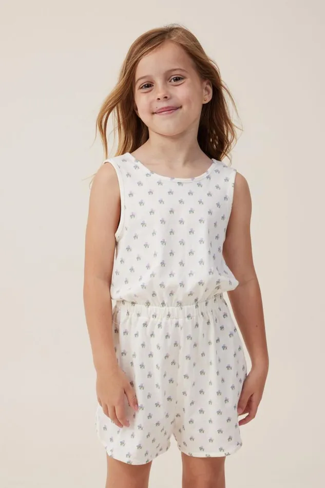 Romy Playsuit Dark Vanillabonnie Ditsy Girls Cotton On Shorts Skirts and Playsuits
