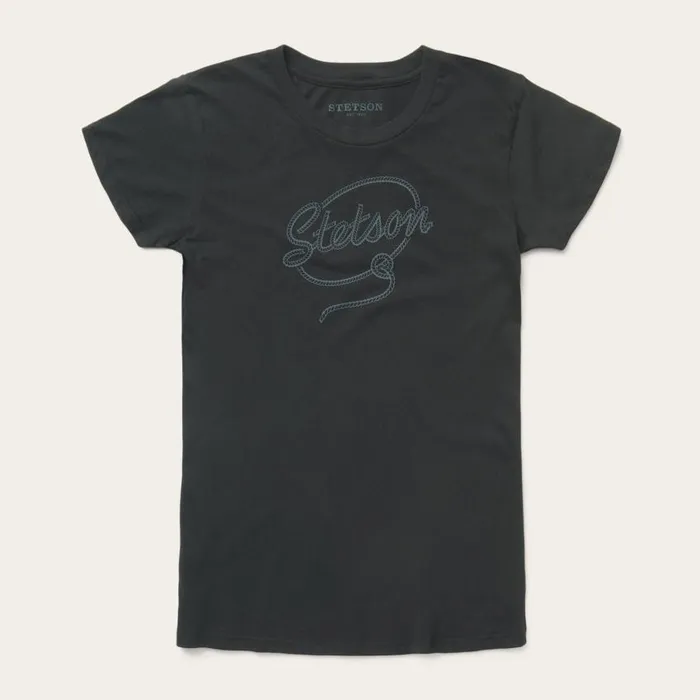 Rope Print Graphic Tee Black Women Stetson Tees