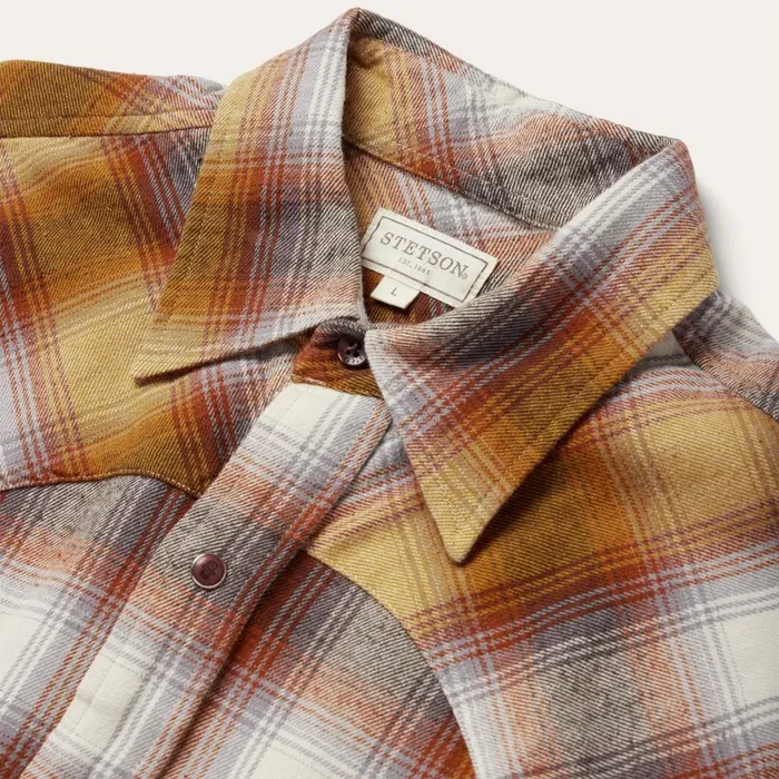 Rust Plaid Flannel Western Shirt Brown Men Stetson Western Shirts