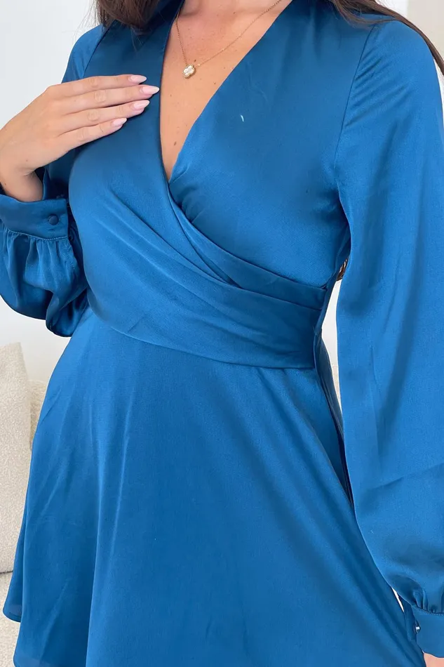 Ruth Blue Wrap Mini Skater Dress Women Girl In Mind Mini Dresses