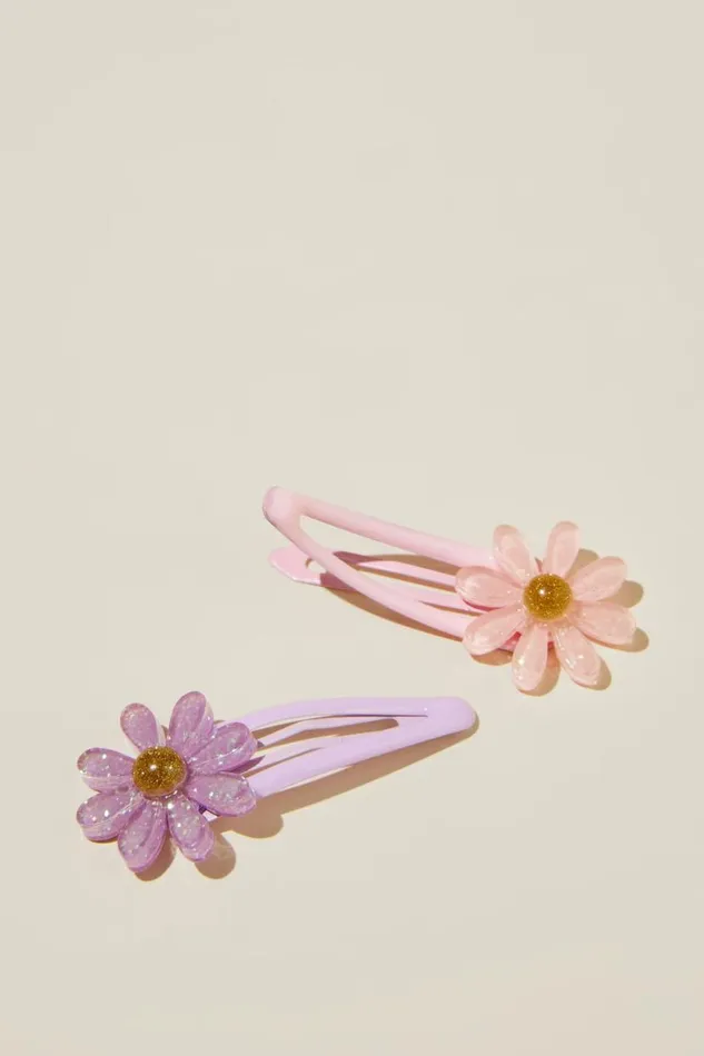 Sadie Snap Clips Pinkpurple Glitter Daisies Girls Cotton On Hair Accessories