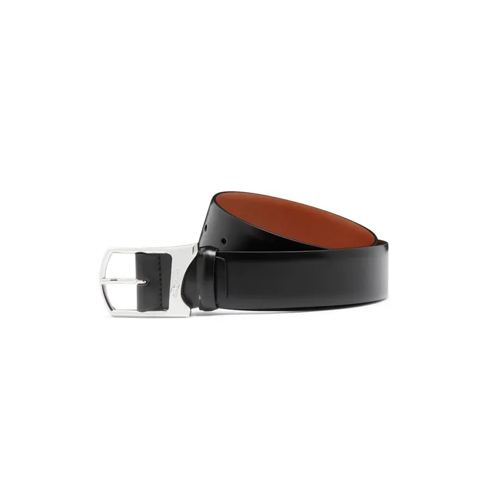 Santoni Black Leather Adjustable Belt Men Belts