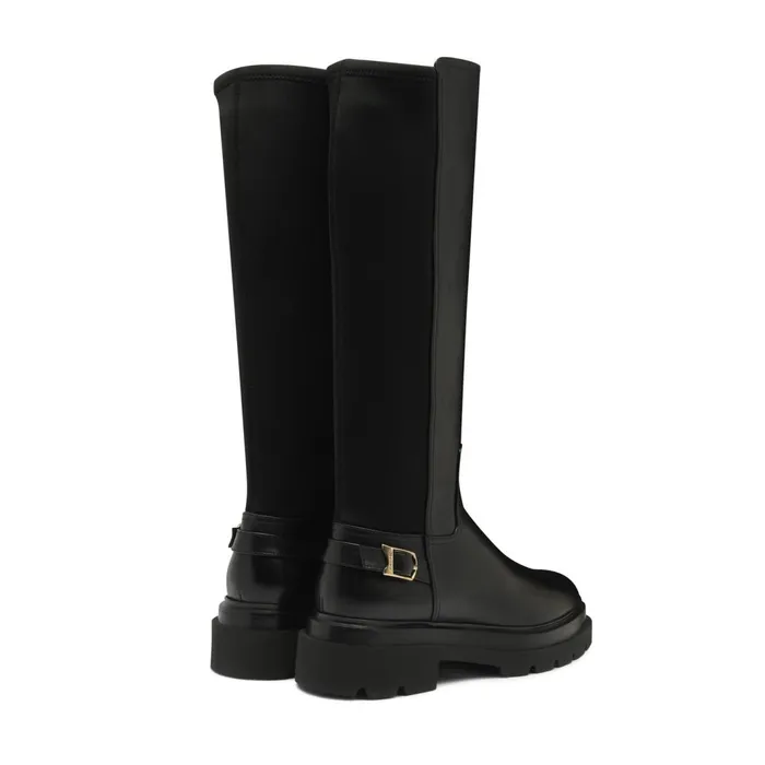 Santoni Black Leather Boot Women Boots and Ankle Boots