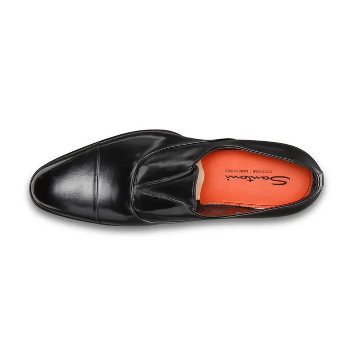 Santoni Black Leather LaceUp Shoe Men LaceUps