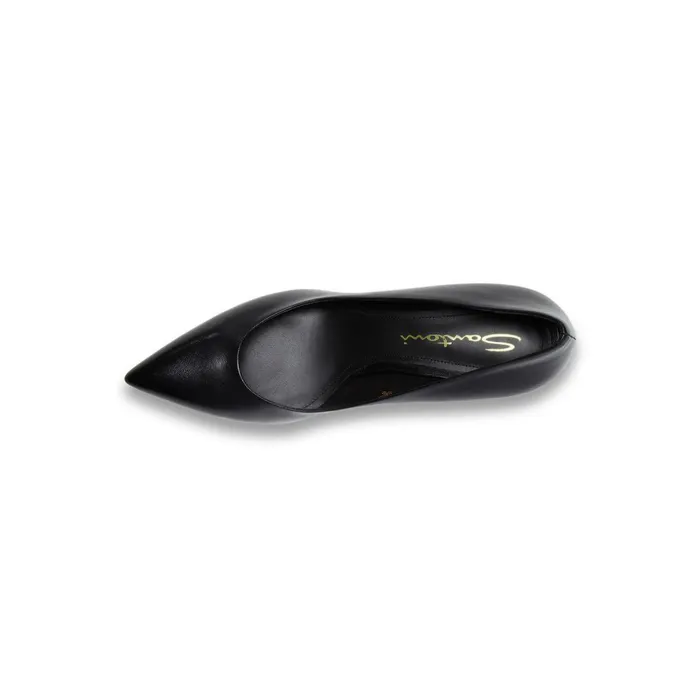 Santoni Black Leather MidHeel Pump Women Pumps and Heels