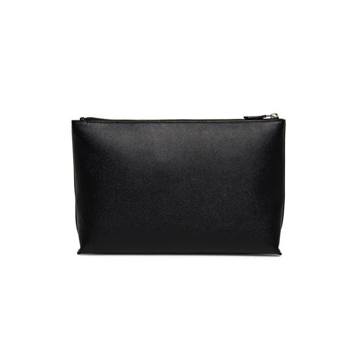 Santoni Black Saffiano Leather Pouch MenWomen Small Leather Goods