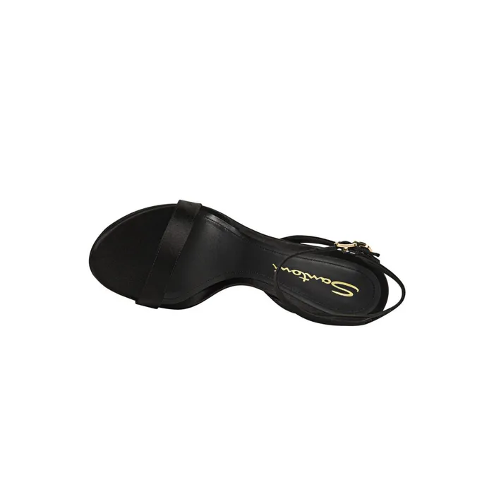 Santoni Black Satin HighHeel Sandal Women Sandals