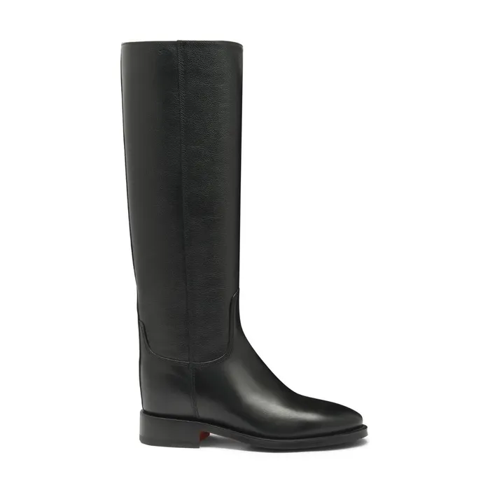 Santoni Black Suede Boot Women Boots and Ankle Boots
