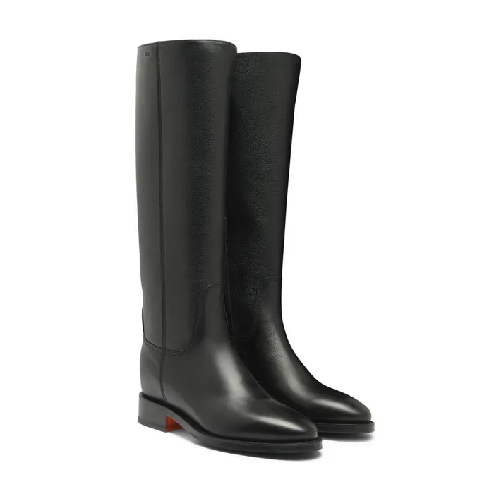 Santoni Black Suede Boot Women Boots and Ankle Boots