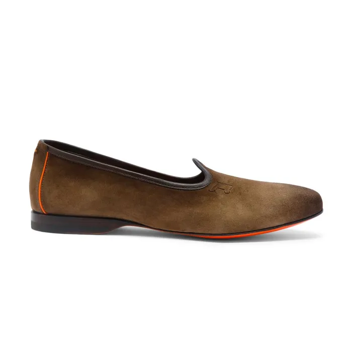 Santoni Brown Suede Loafer Men Loafers