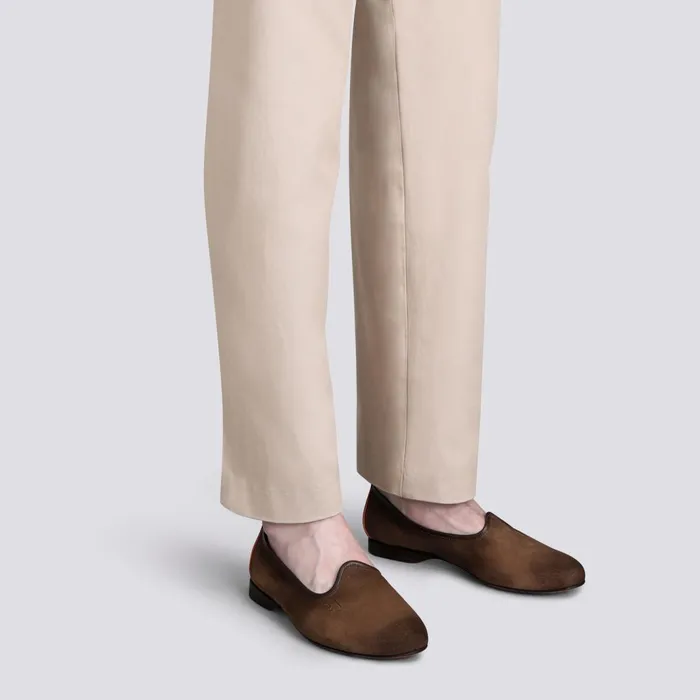 Santoni Brown Suede Loafer Men Loafers