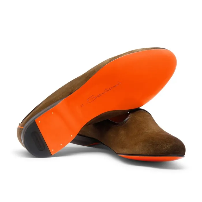 Santoni Brown Suede Loafer Men Loafers