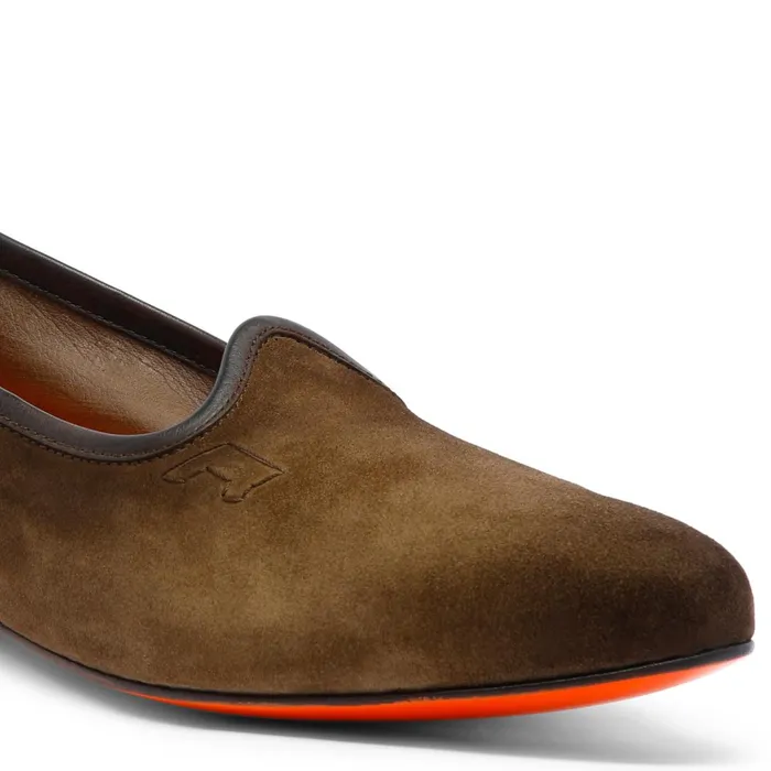 Santoni Brown Suede Loafer Men Loafers