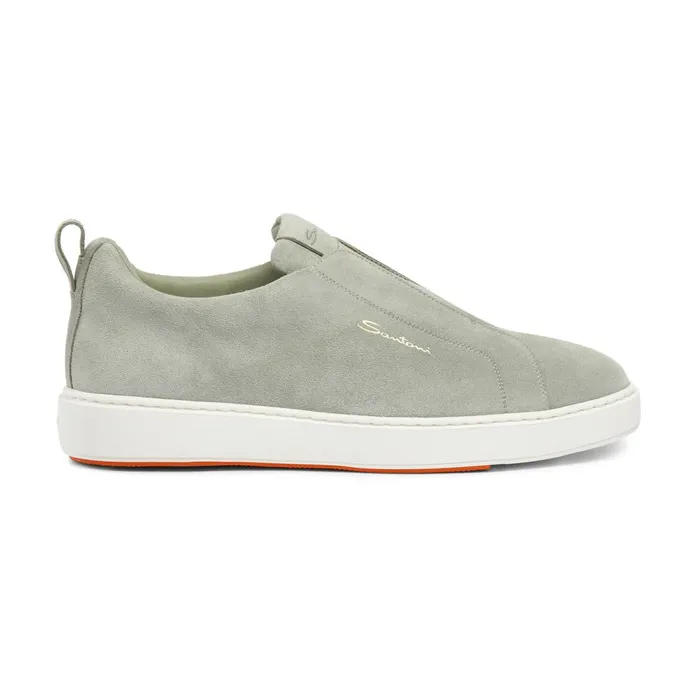 Santoni Green Suede SlipOn Sneaker Men Sneakers