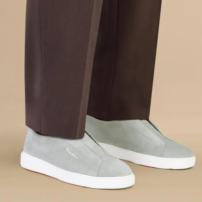 Santoni Green Suede SlipOn Sneaker Men Sneakers