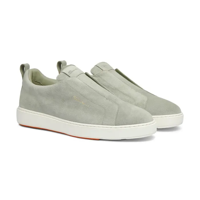 Santoni Green Suede SlipOn Sneaker Men Sneakers