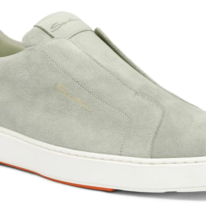 Santoni Green Suede SlipOn Sneaker Men Sneakers