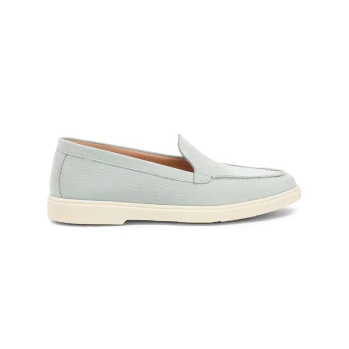 Santoni Light Blue Nubuck Loafer Women Loafers