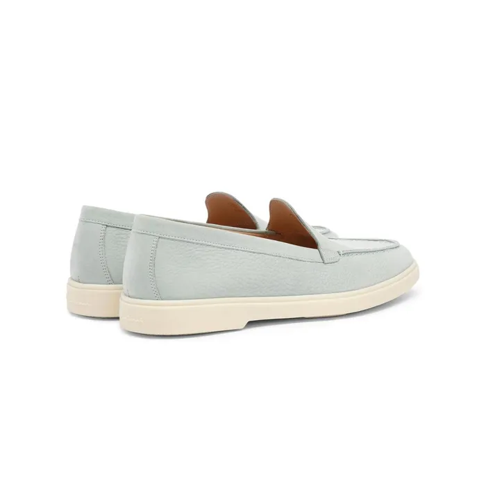 Santoni Light Blue Nubuck Loafer Women Loafers