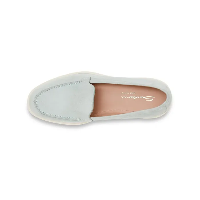 Santoni Light Blue Nubuck Loafer Women Loafers