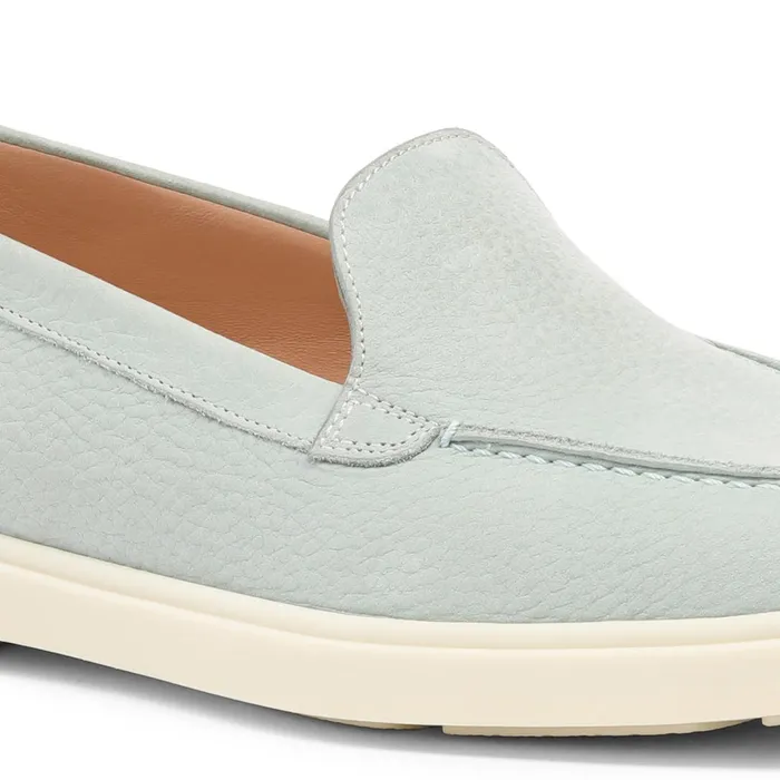 Santoni Light Blue Nubuck Loafer Women Loafers