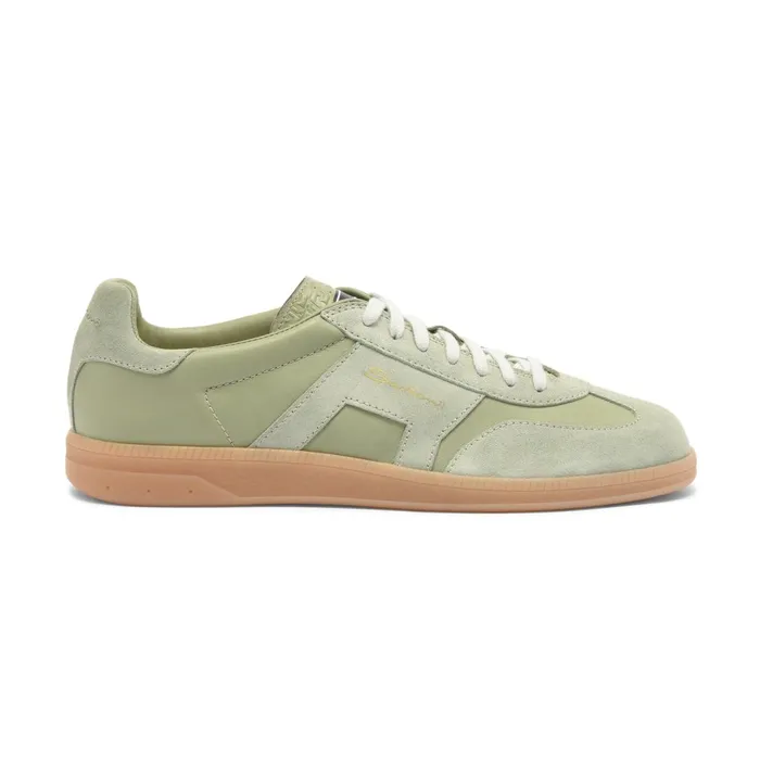 Santoni Light Green Leather And Suede Dbs Oly Sneaker Men Sneakers