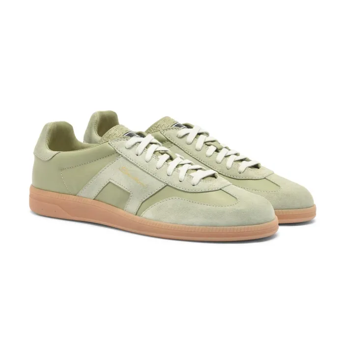 Santoni Light Green Leather And Suede Dbs Oly Sneaker Men Sneakers