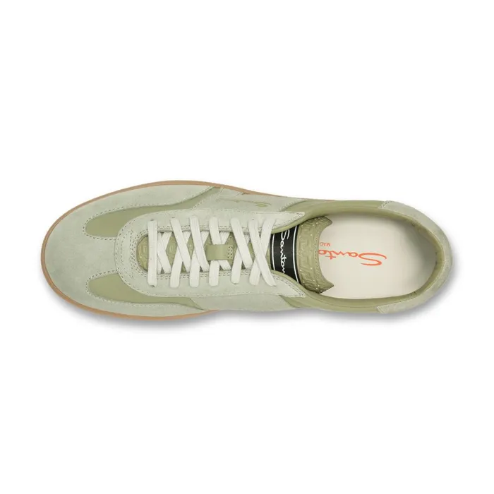 Santoni Light Green Leather And Suede Dbs Oly Sneaker Men Sneakers