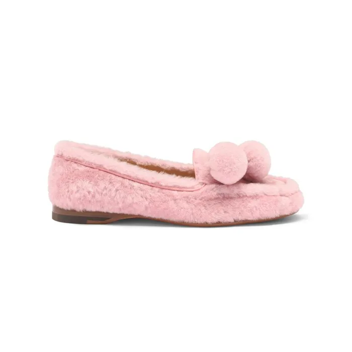 Santoni Pink Fur Andrea Loafer Women Loafers
