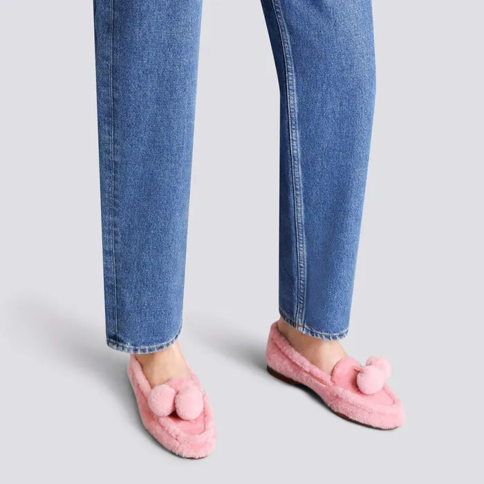 Santoni Pink Fur Andrea Loafer Women Loafers