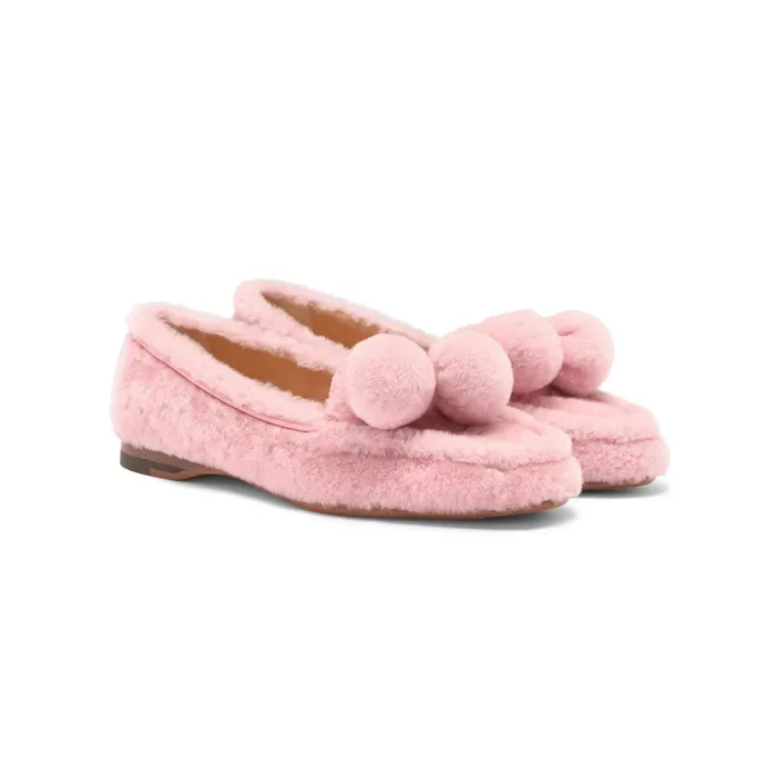 Santoni Pink Fur Andrea Loafer Women Loafers