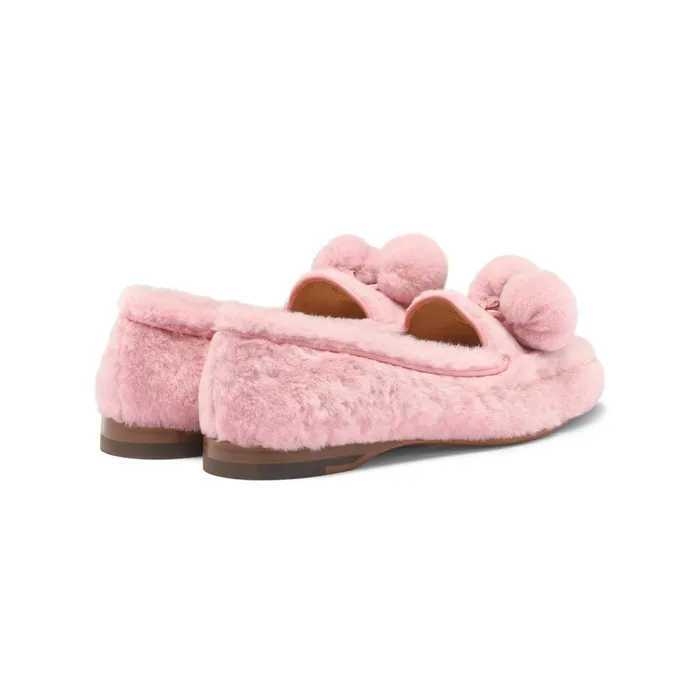 Santoni Pink Fur Andrea Loafer Women Loafers