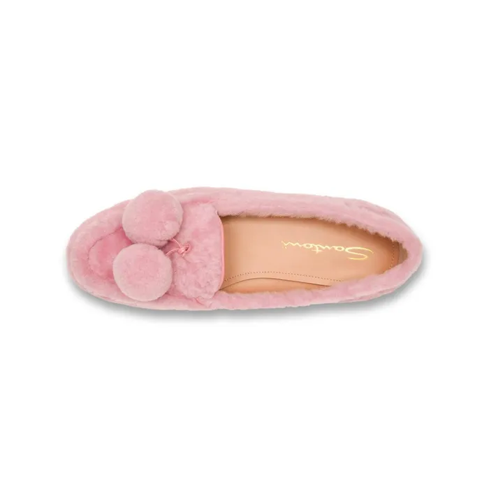 Santoni Pink Fur Andrea Loafer Women Loafers