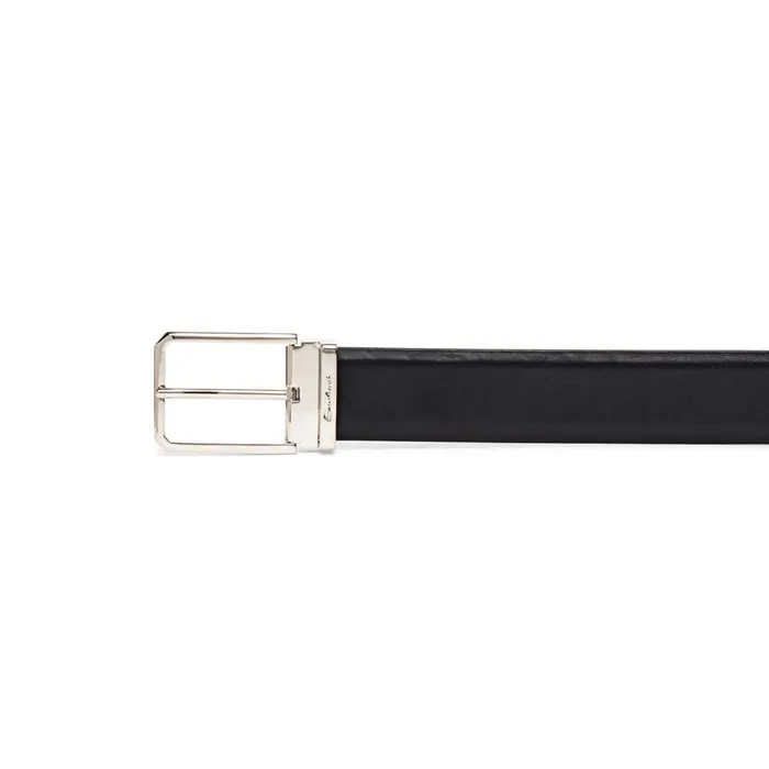 Santoni Polished Blue Leather Adjustable Belt Men Belts