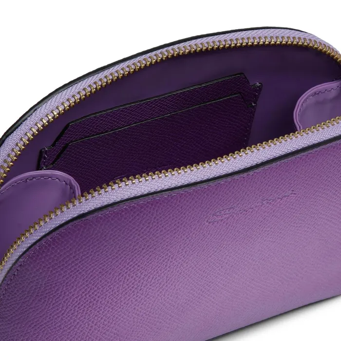 Santoni Purple Saffiano Leather Pouch MenWomen Small Leather Goods
