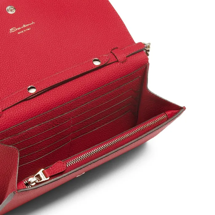 Santoni Red Leather Crossbody Bag Women Bags