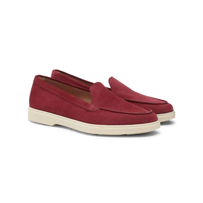 Santoni Red Suede Loafer Women Loafers